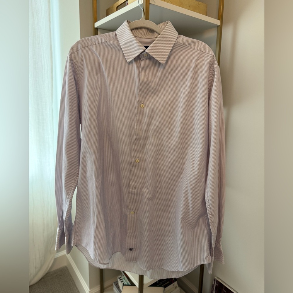 David Donahue Men's Pinstripe Dress Shirt - Light Purple